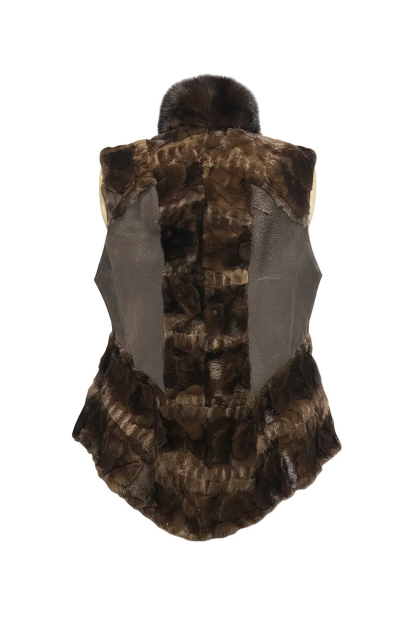 Sheared Mink Vest with Suede Panels Vest Starlight Furs 