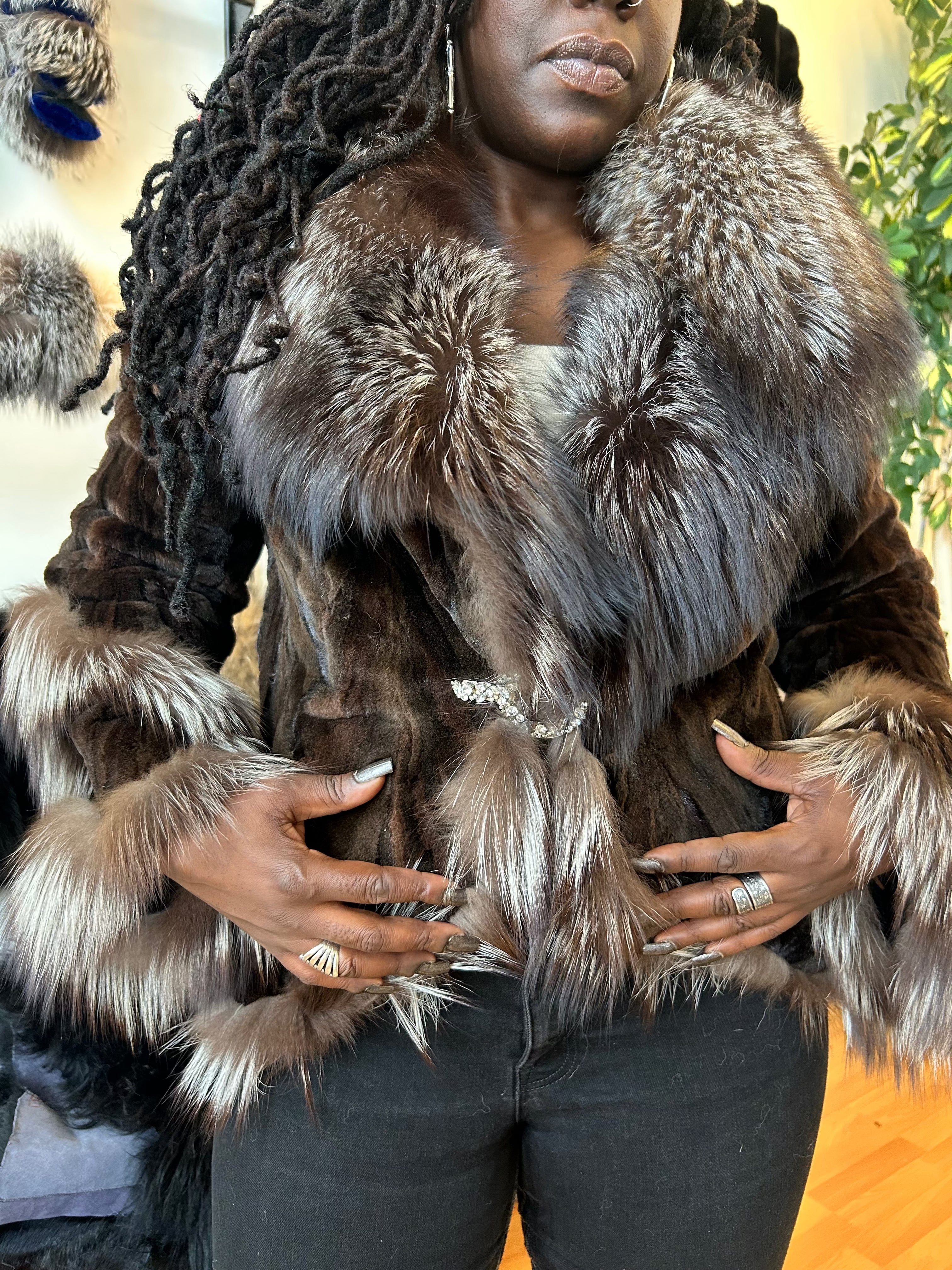 Sheared Mink With Fox Fur Trim Jacket Fur Jacket Starlight Furs 