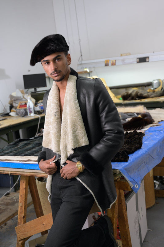Shearling-Lined Leather Jacket men's Starlight Furs 