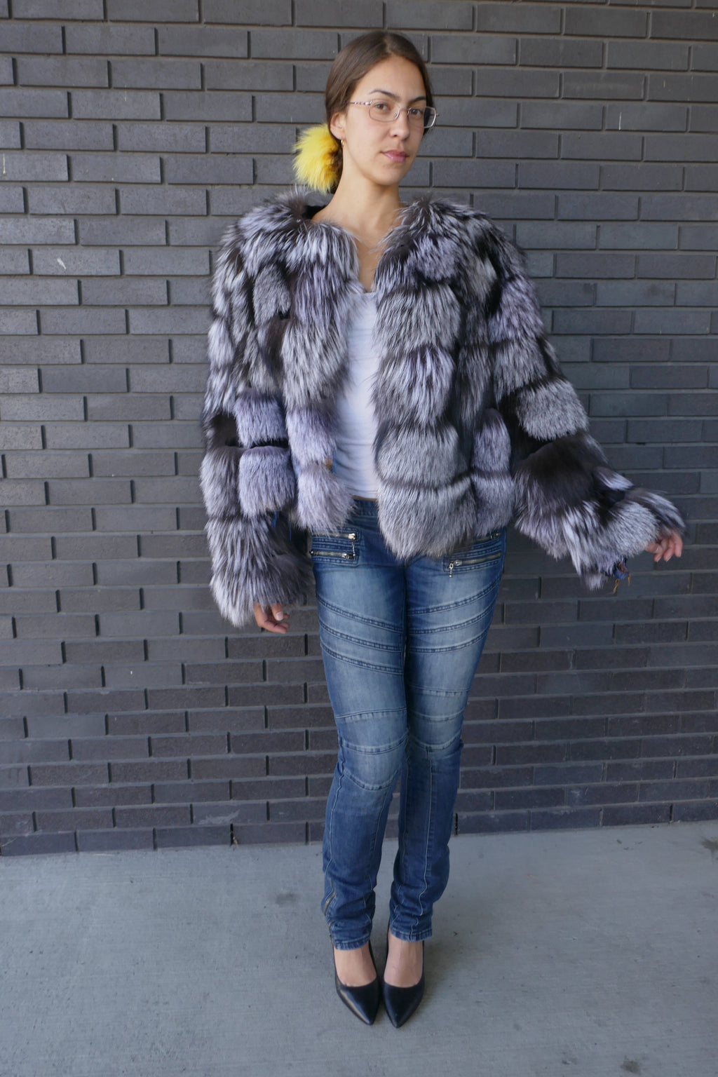 Silver Fox Cropped Jacket Starlight Furs 