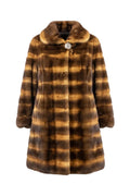 Two-Tone Dyed Mink Coat — Amber & Chocolate Stripe Fur Coat Starlight Furs 