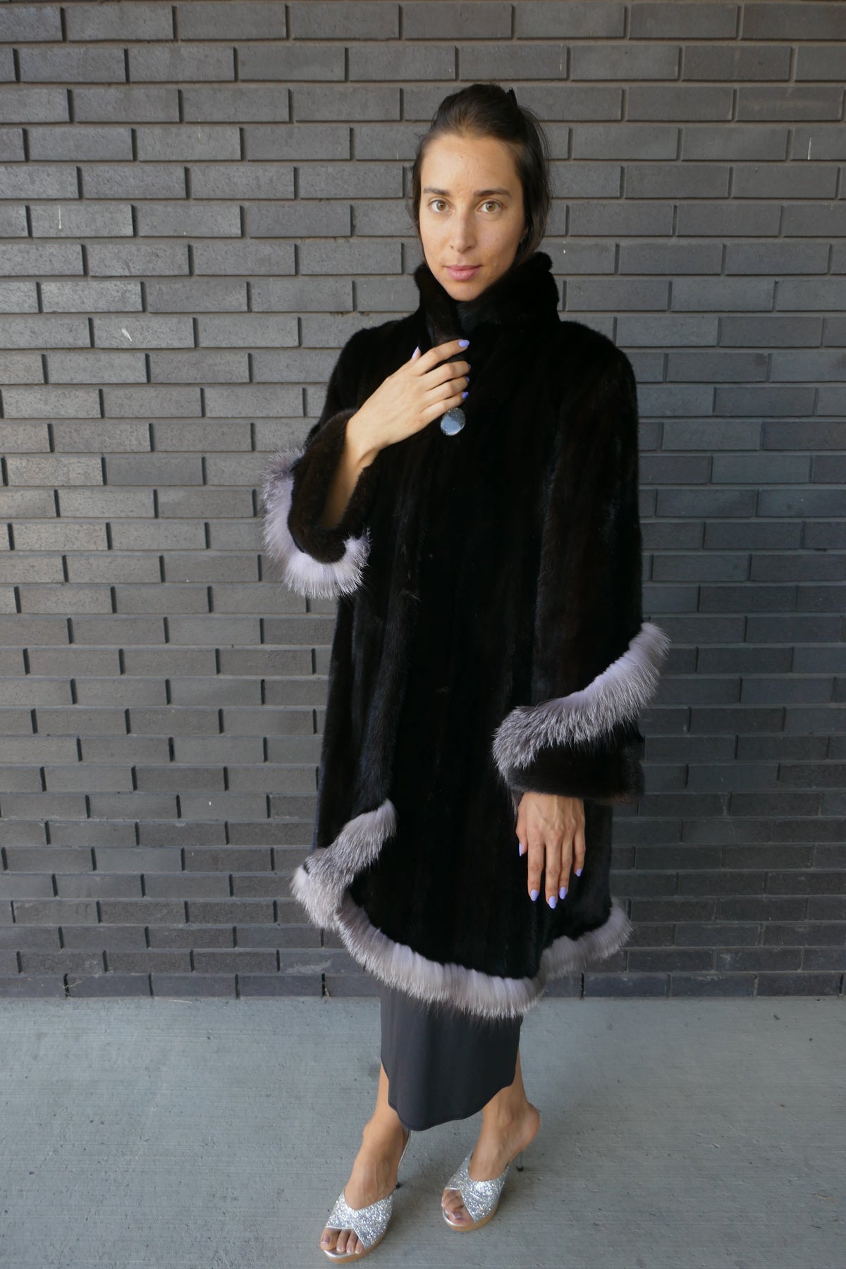 Upcycled Black Mink Coat With Fox Trim Starlight Furs 