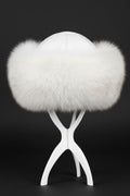 White Fox Russian Hat with White Leather Hat Starlight Furs 