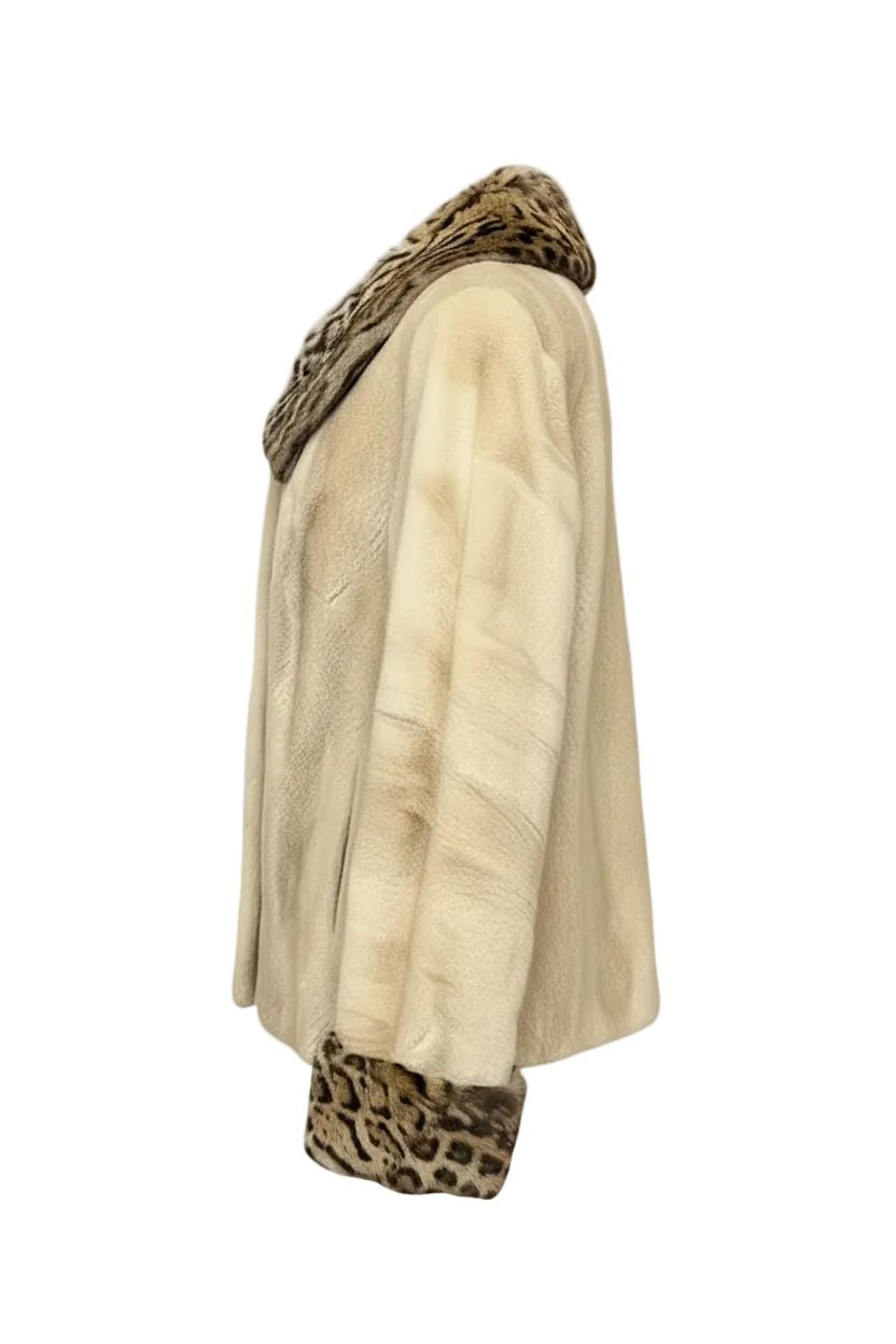 Y2K Sheared Mink Jacket with Wild Cat Trim Jackets Starlight Furs 
