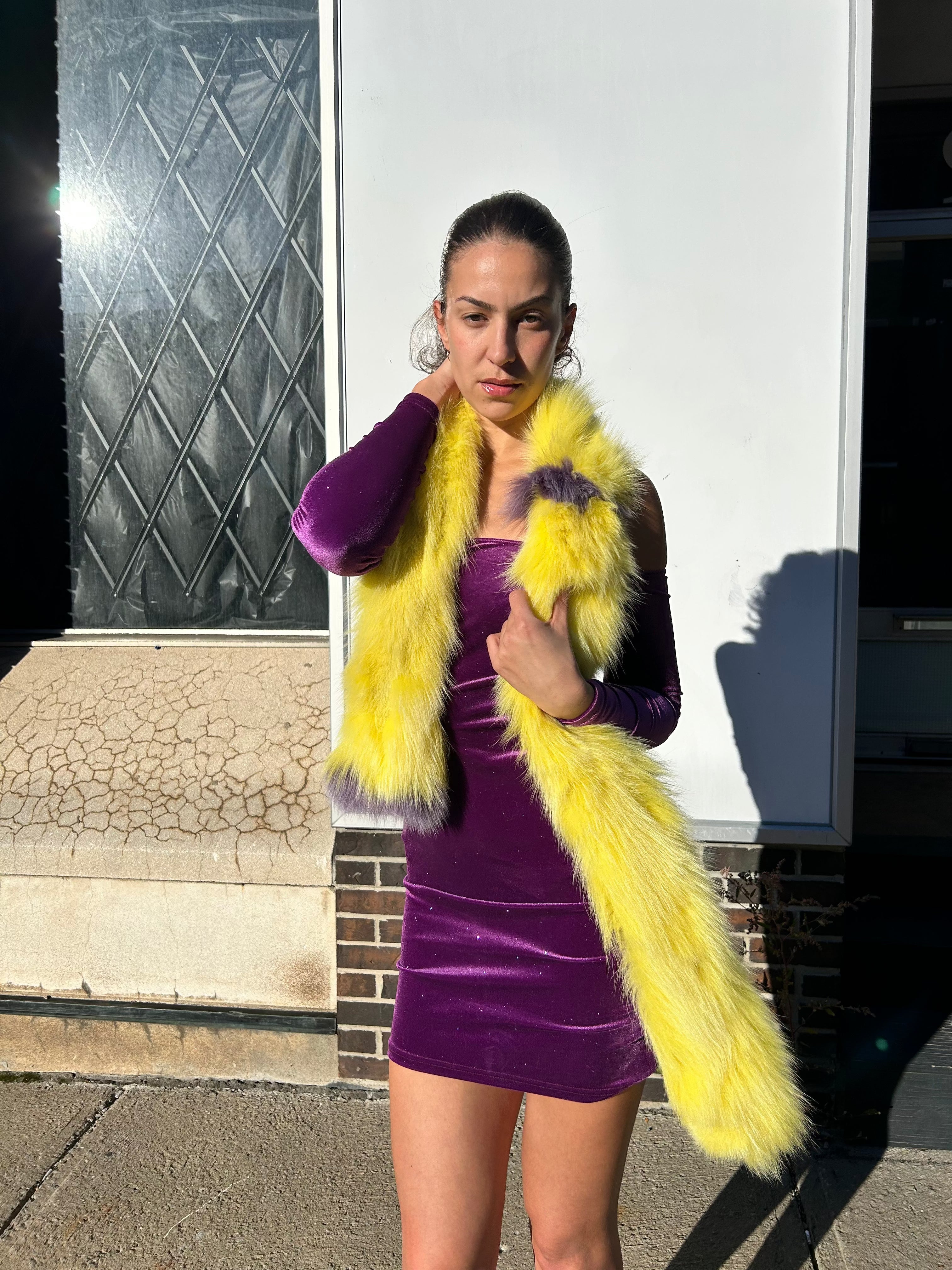 Yellow Fox Fur Scarf Starlight Furs 