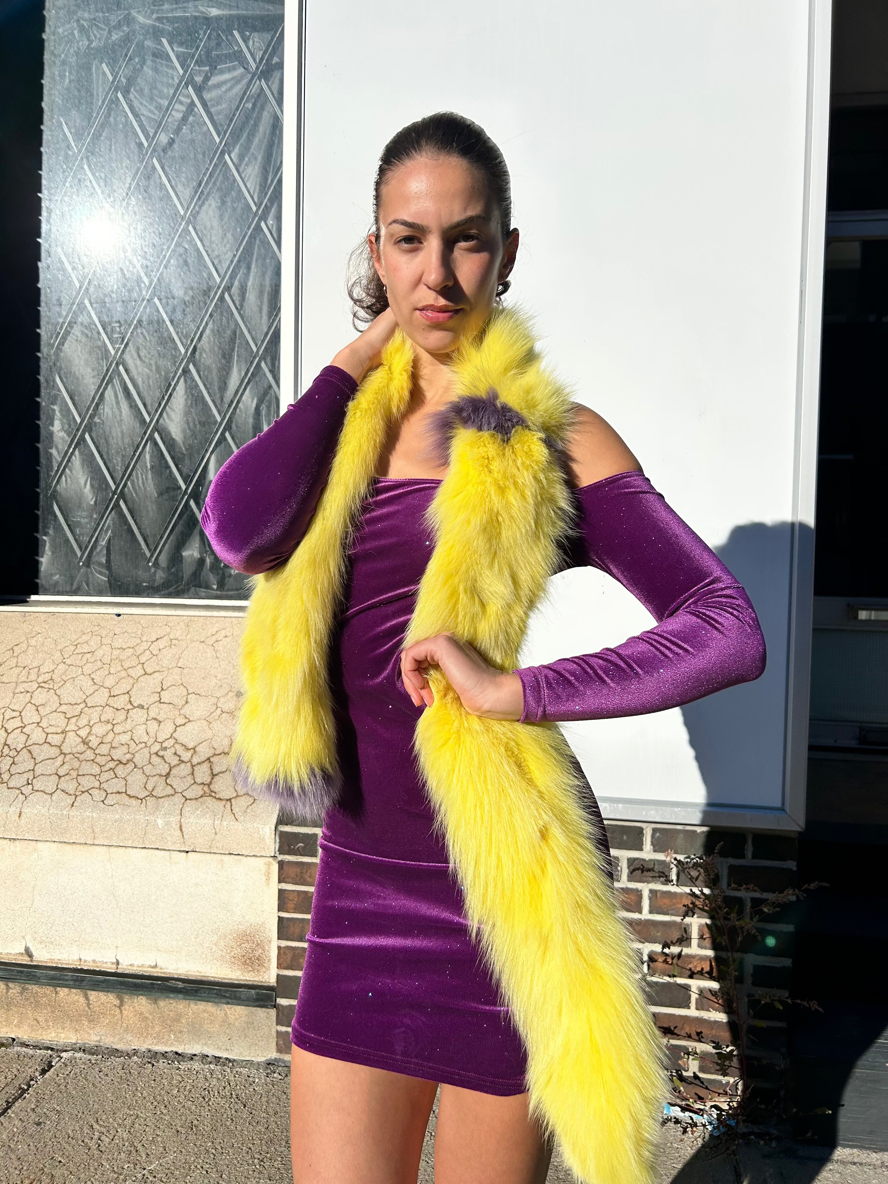 Yellow Fox Fur Scarf Starlight Furs 