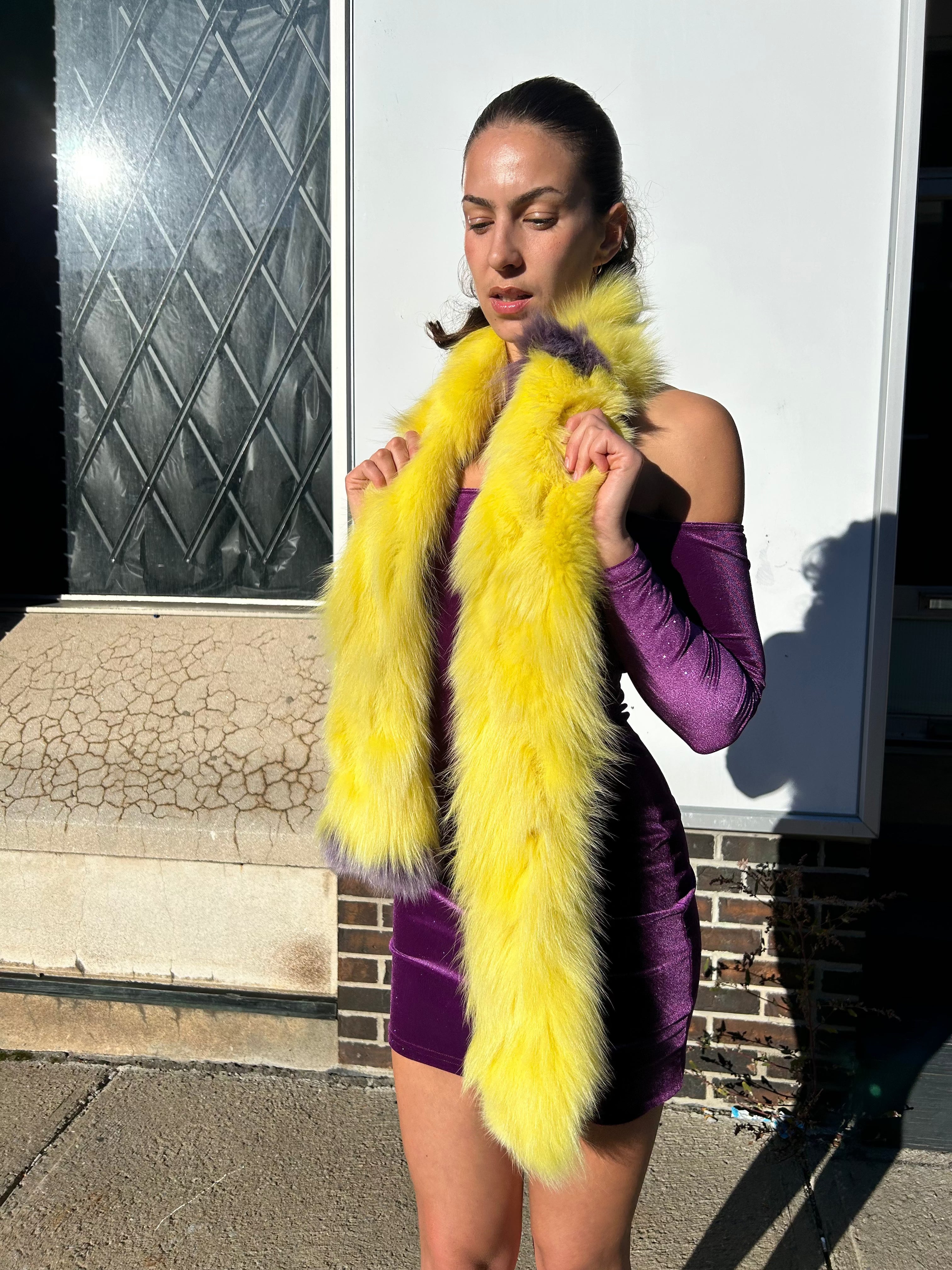 Yellow Fox Fur Scarf Starlight Furs 