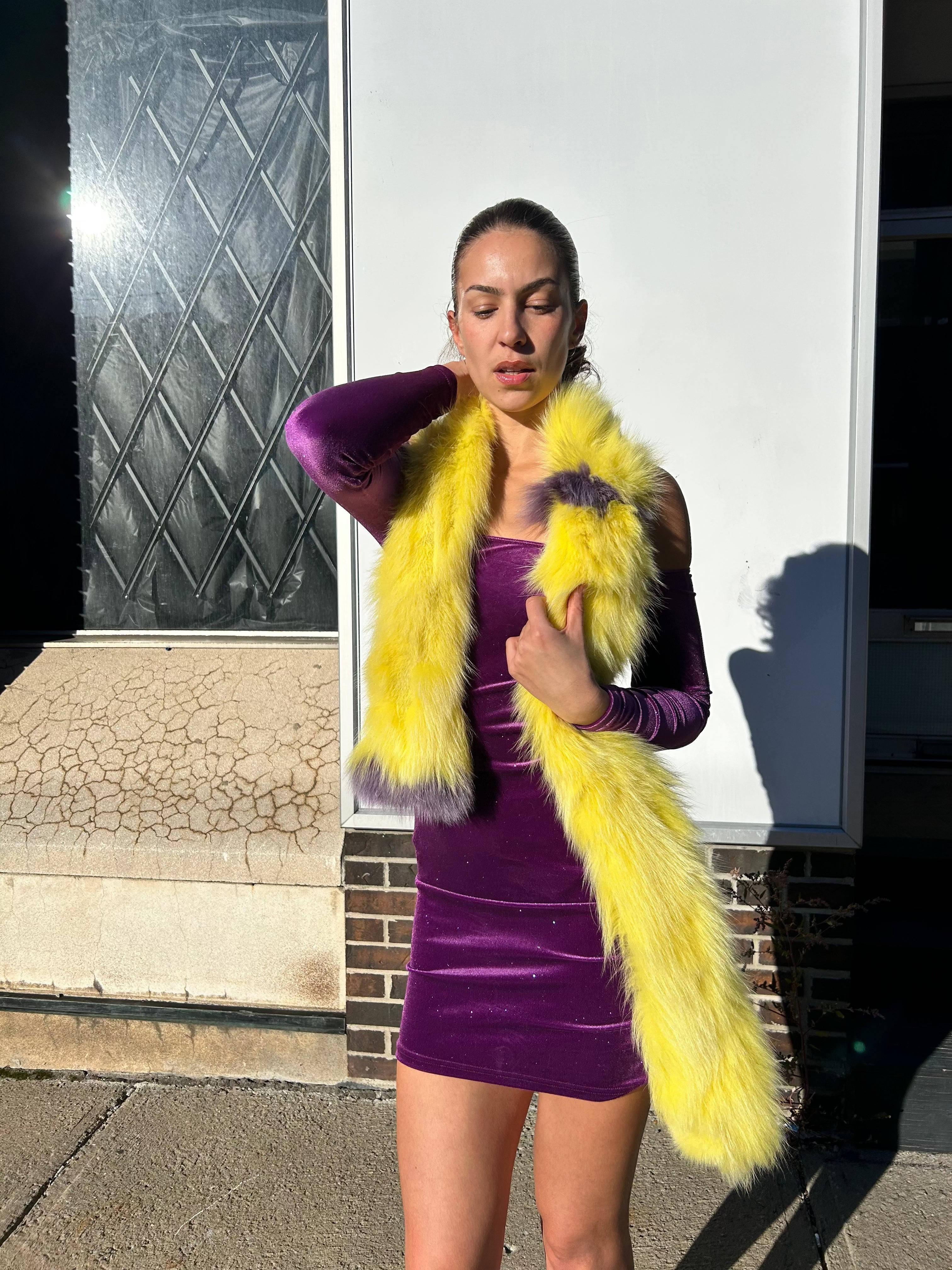 Yellow Fox Fur Scarf Starlight Furs 