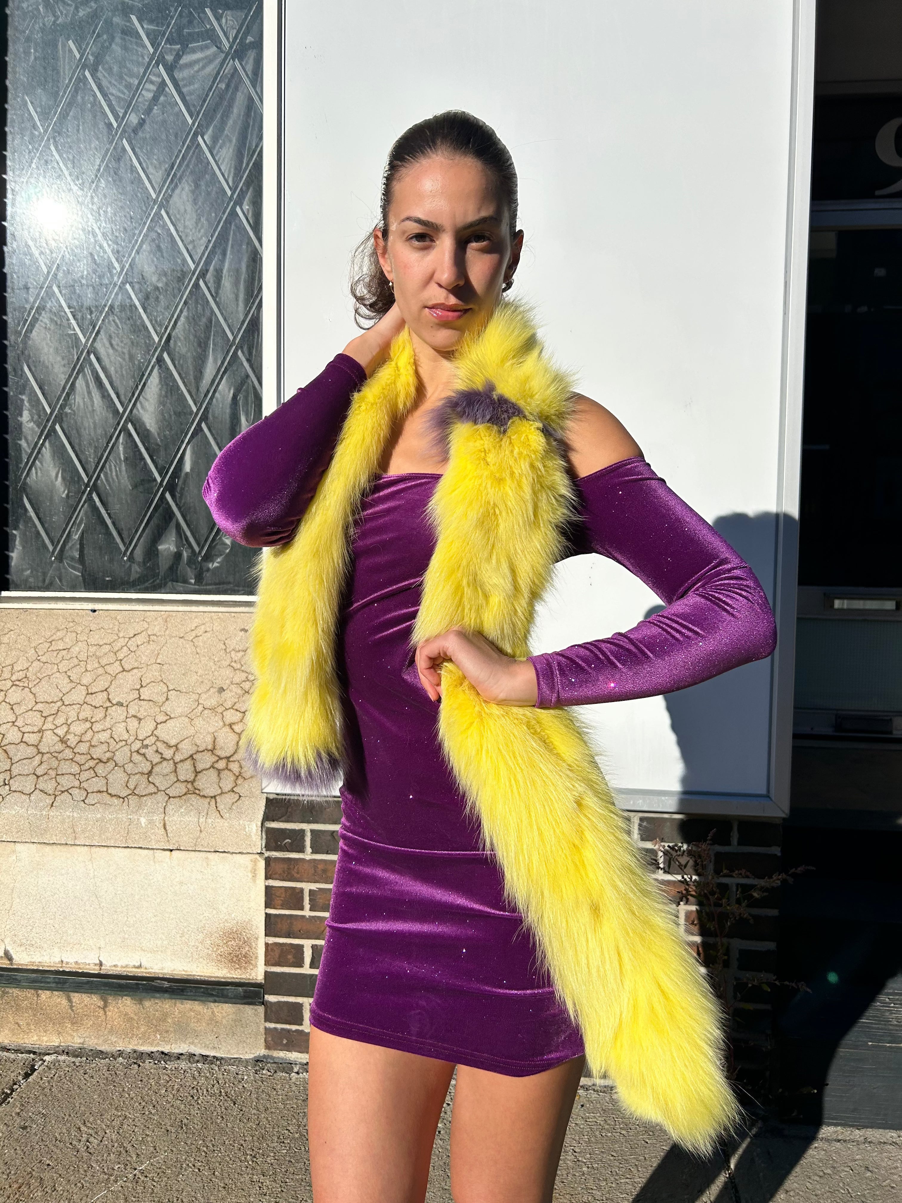 Yellow Fox Fur Scarf Starlight Furs 