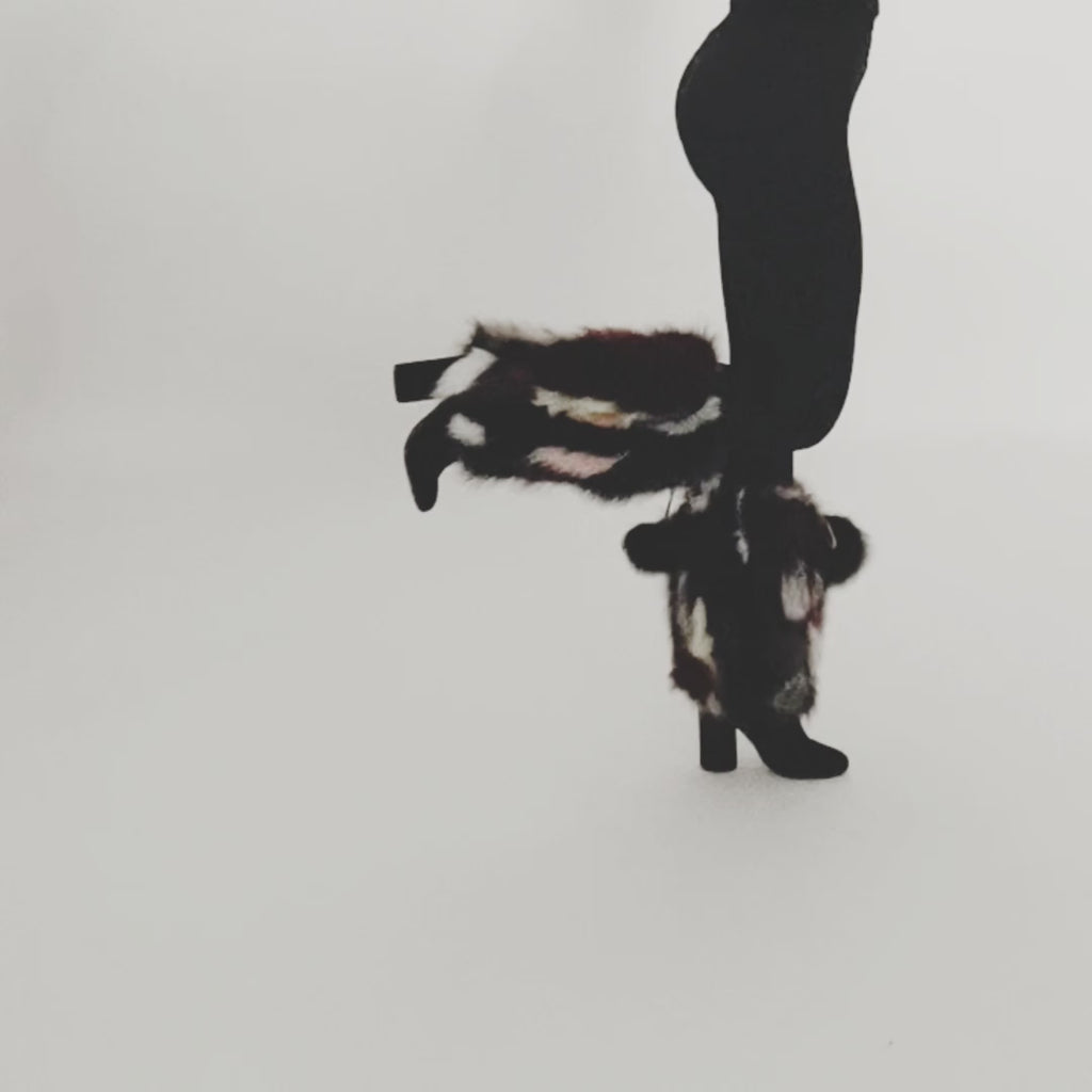 Fox Fur Boot Covers With Pom Pom