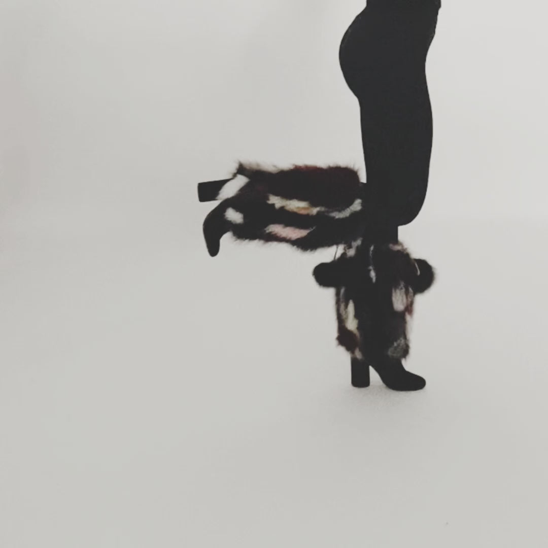 Fox Fur Boot Covers With Pom Pom