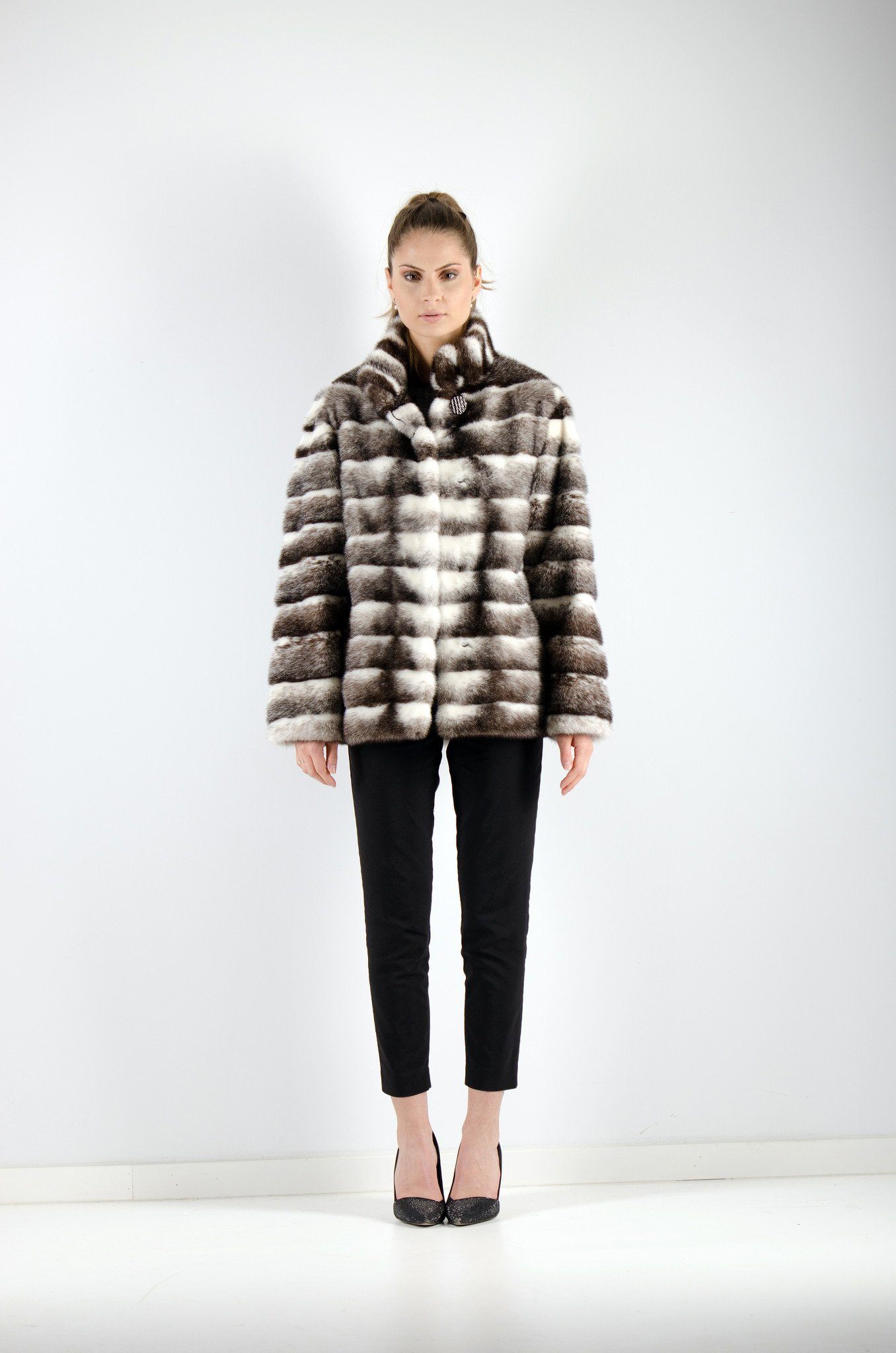 10 | Brown Cross Mink Fur Jacket Jackets Starlight Furs 