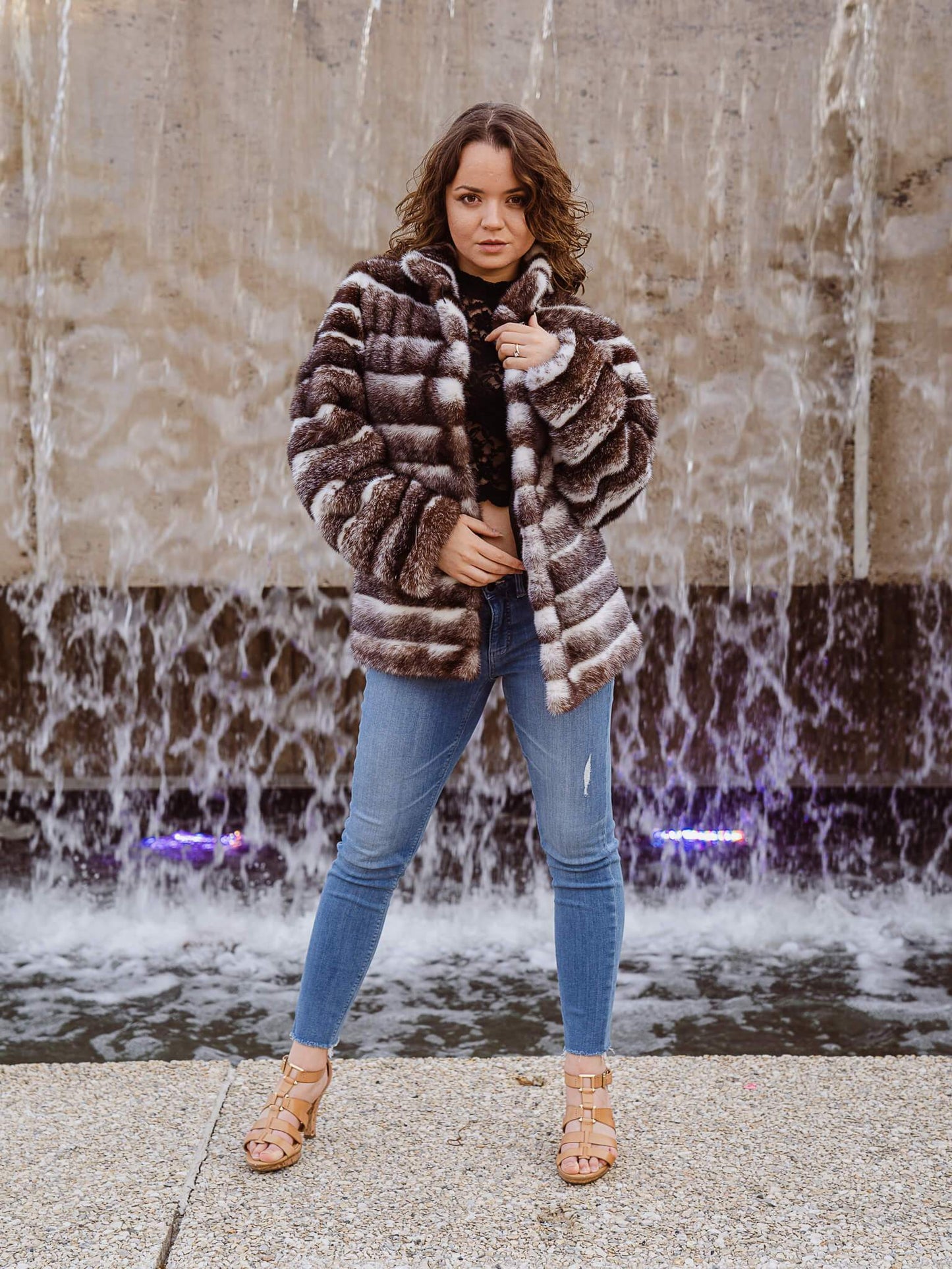 10 | Brown Cross Mink Fur Jacket Jackets Starlight Furs 