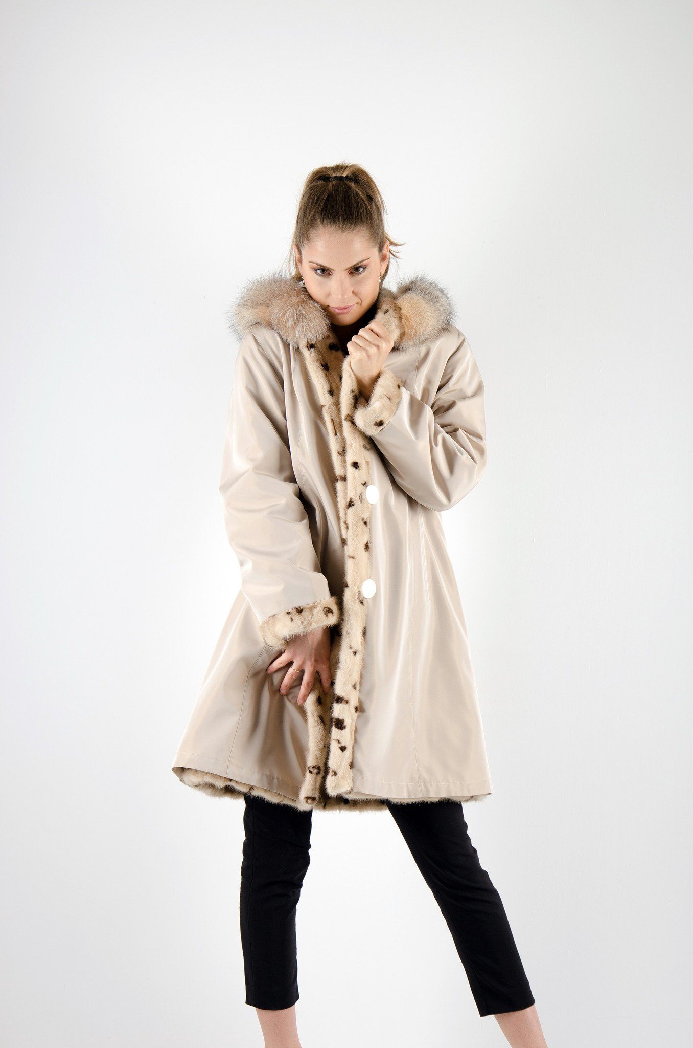 14 | Hooded Mink Fur Reversible Coat Coats Starlight Furs 