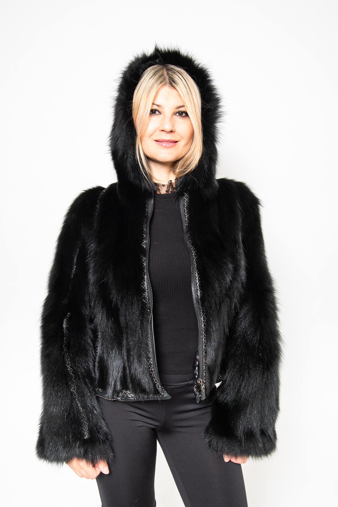 40 | Hooded Fox Fur Short Jacket Jackets Starlight Furs S 