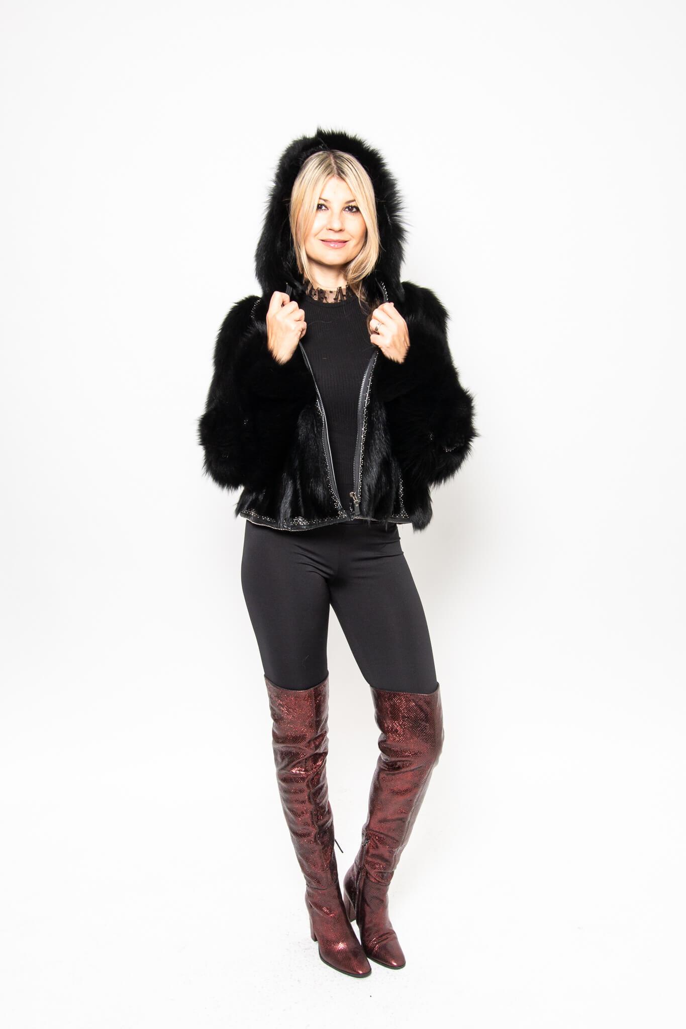 40 | Hooded Fox Fur Short Jacket Jackets Starlight Furs 