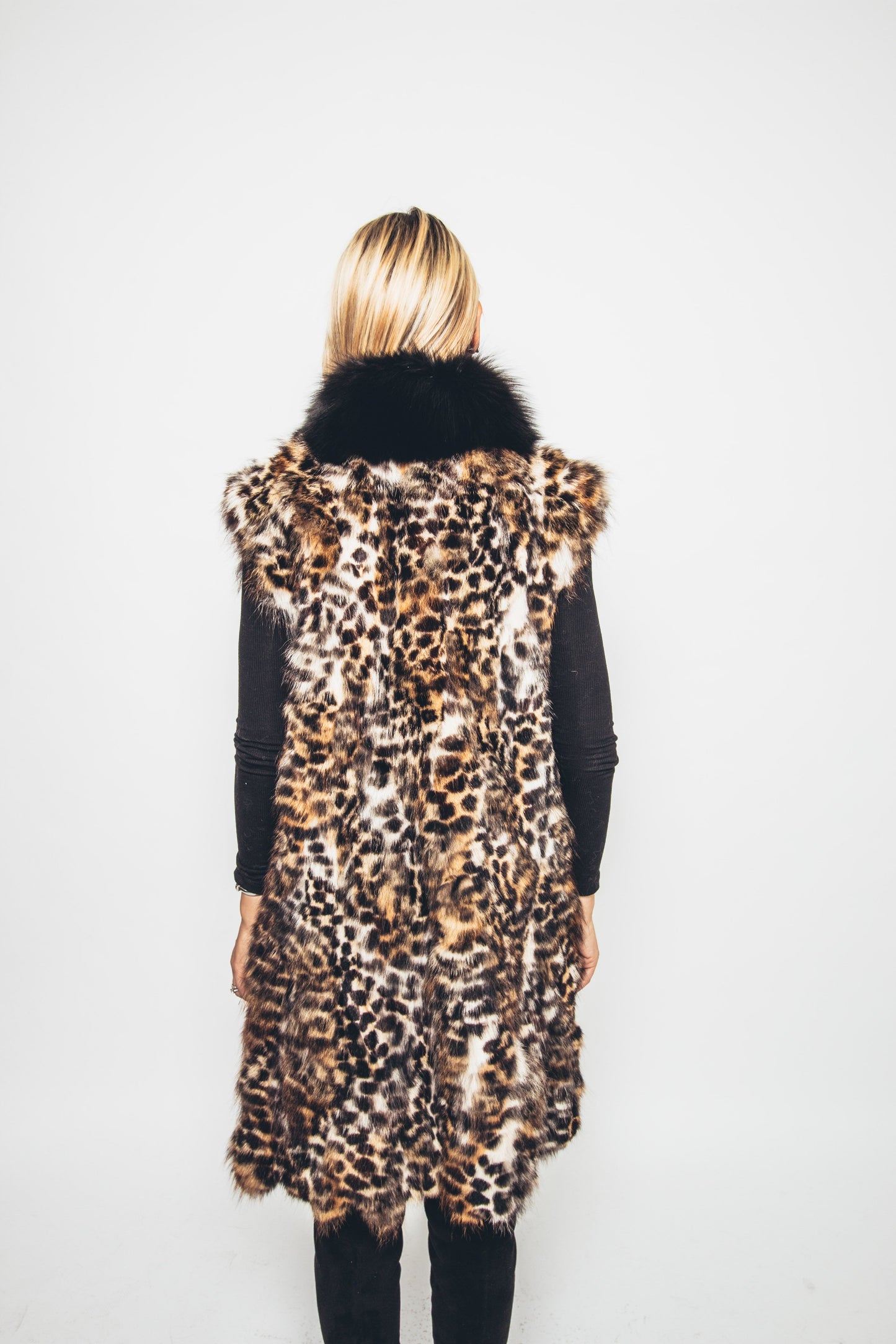 44 | Long Tunic Vest Coyote Patchwork Print Vests Starlight Furs 