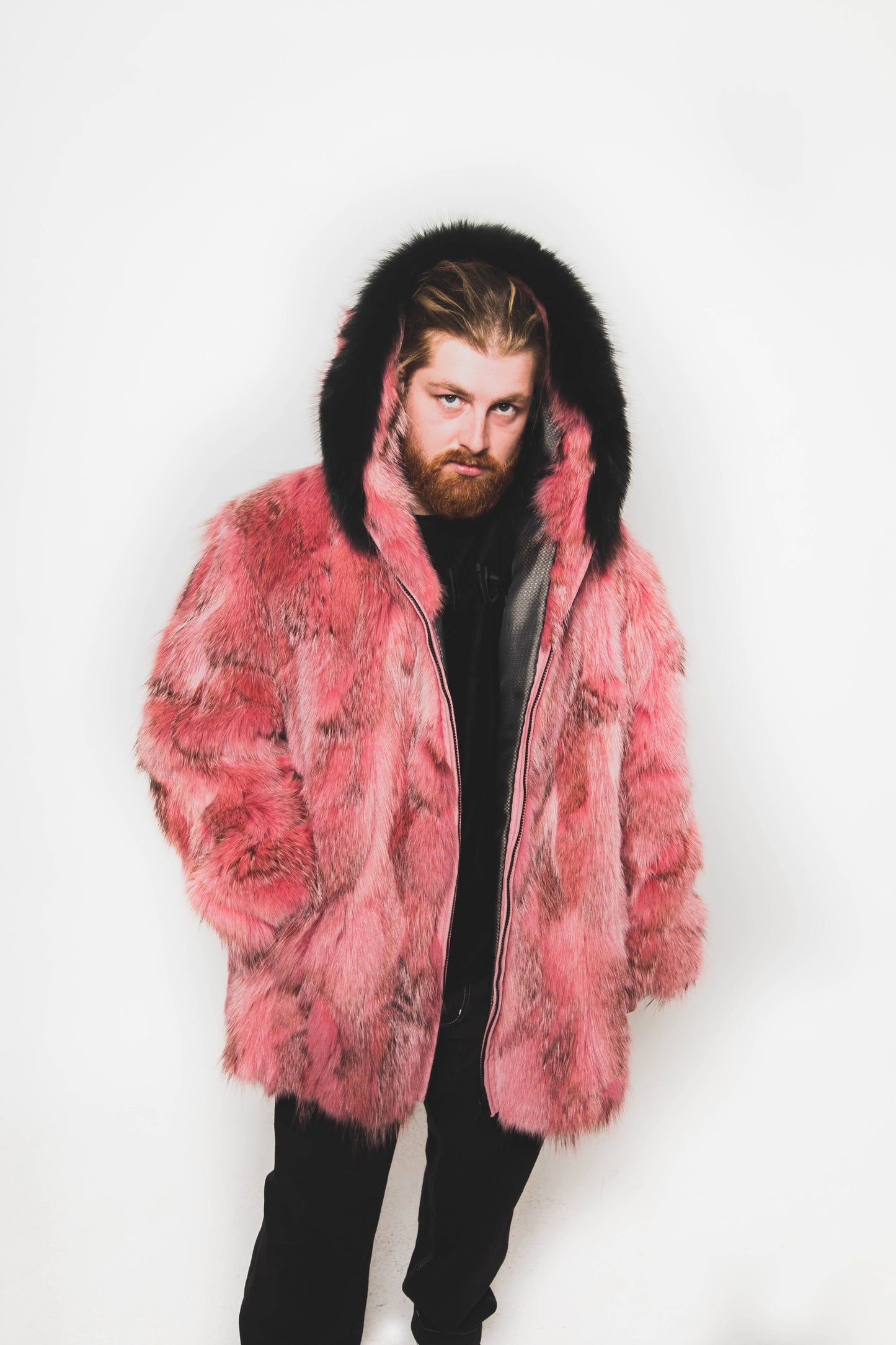 45 | Men's Coyote Jacket With Hood Trim Fox men's Starlight Furs 