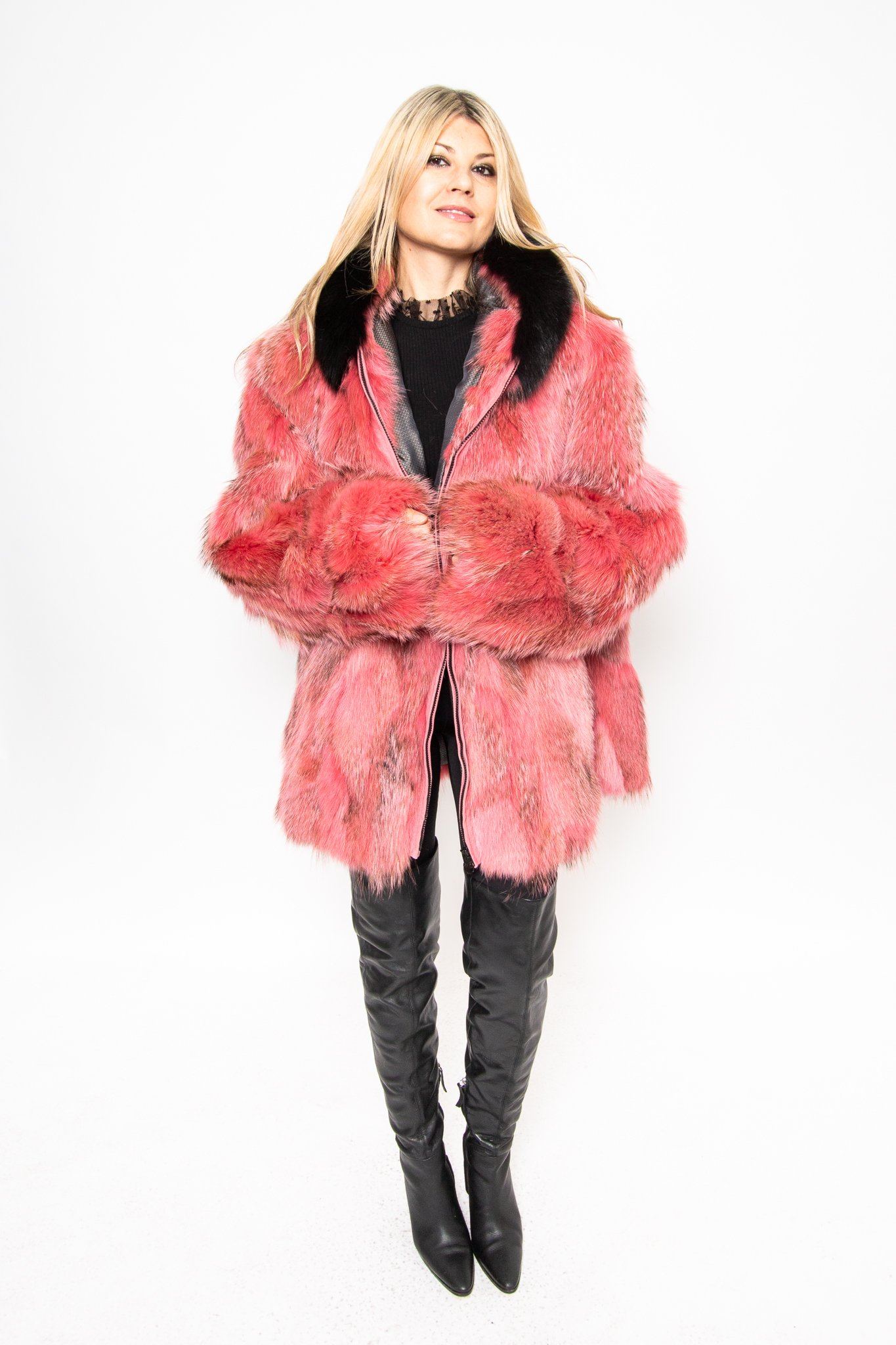 45 | Women's Coyote Jacket With Hood Trim Fox Jackets Starlight Furs 