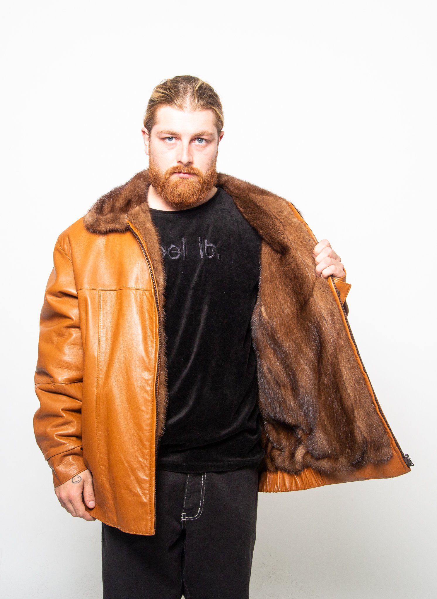 51 | Men's Reversible Mink Fur/ Leather Jacket men's Starlight Furs 