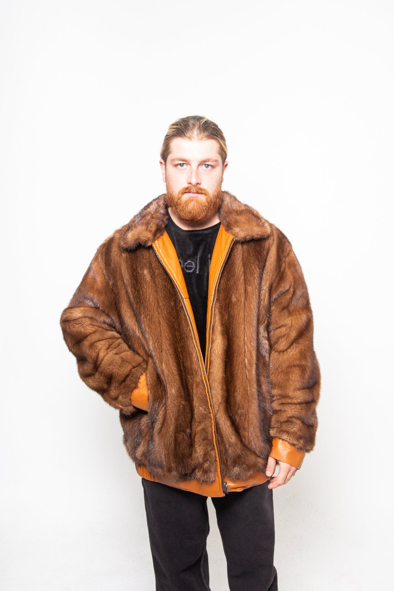 51 | Men's Reversible Mink Fur/ Leather Jacket men's Starlight Furs 