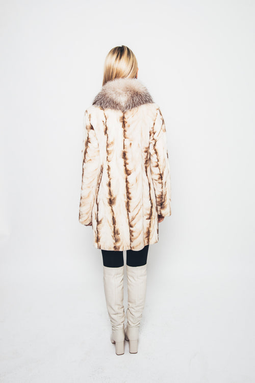 54 | Mink Pastel Tones Section Coat / Crystal Fox Collar Coats Starlight Furs 