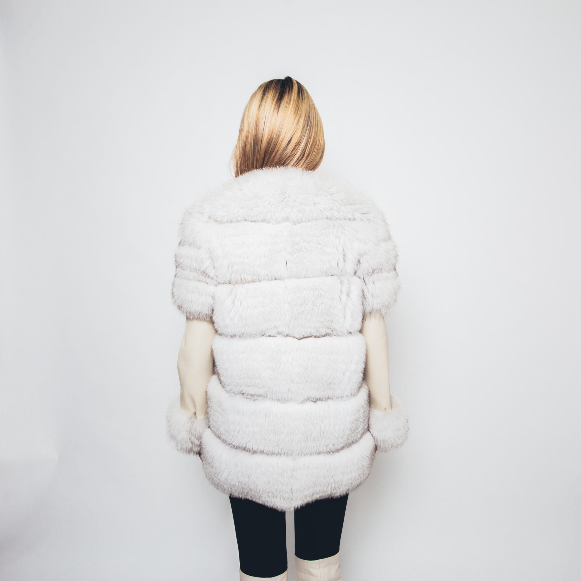 60 | Natural Fox Jacket With Leather Sleeves Jackets Starlight Furs 