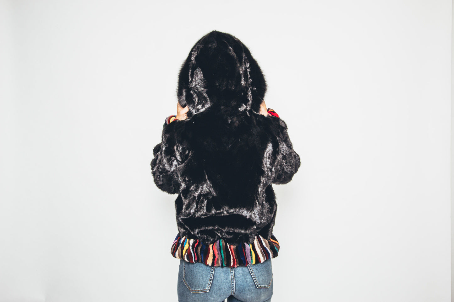 65 | Patchwork Mink Bomber Jacket, Multi Tones Sheared Beaver Jackets Starlight Furs 
