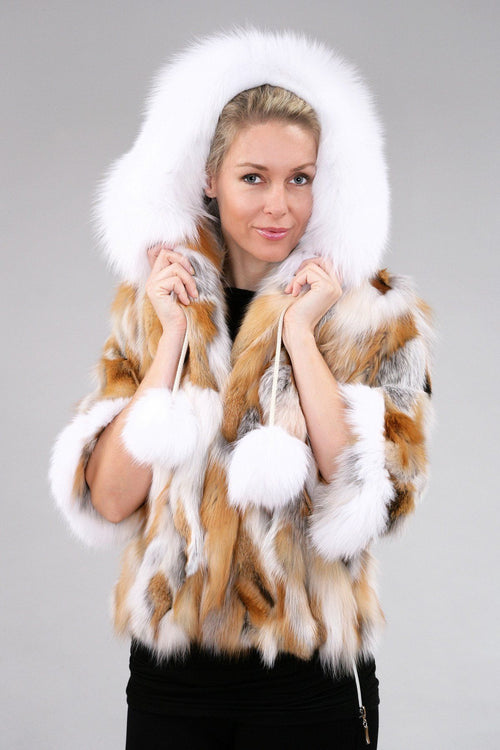 7 | White Hooded Fox Coat Coats Starlight Furs 