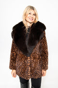 75 | Stencilled Mink Jacket / Large Fox Collar Jackets Starlight Furs 