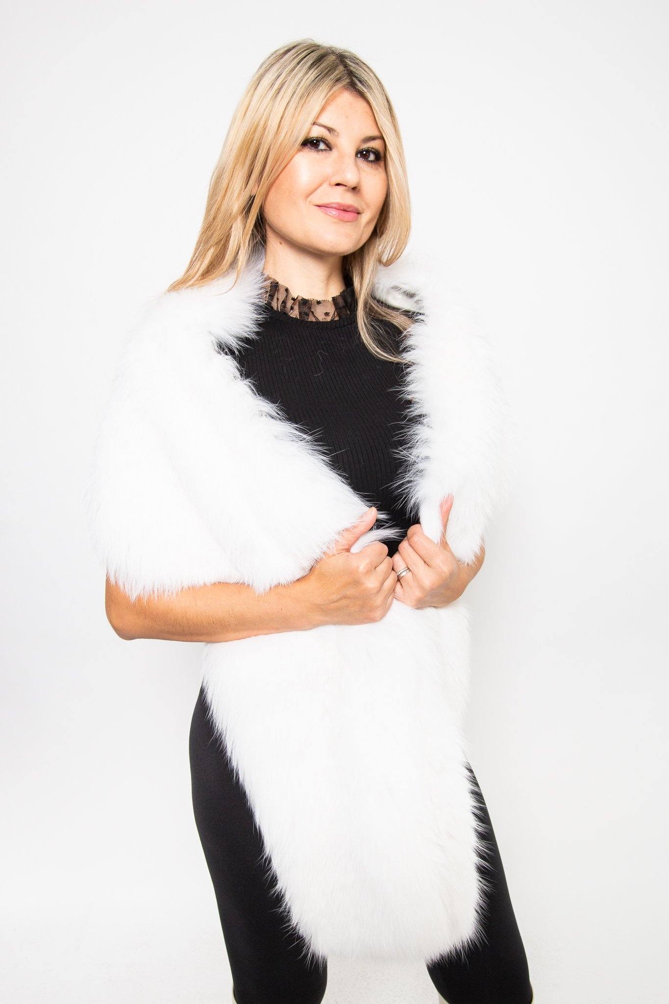 96 | White Fox Fur Stole Wrap | Starlight Furs Accessories Starlight Furs 