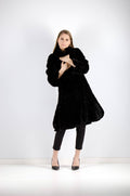 Black dyed mink fur coat, handcrafted luxury outerwear by Starlight Furs Montreal 