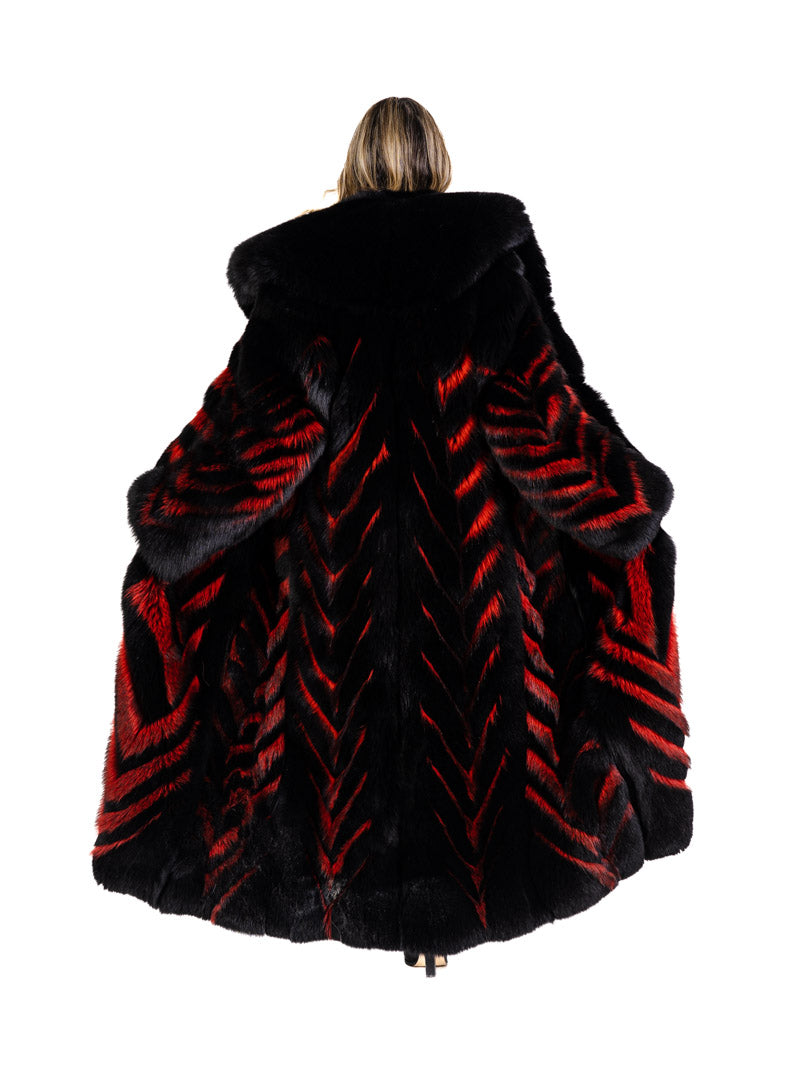 Black Fox Fur and Red Raccoon Fur Coat Coats & Jackets Starlight Furs 
