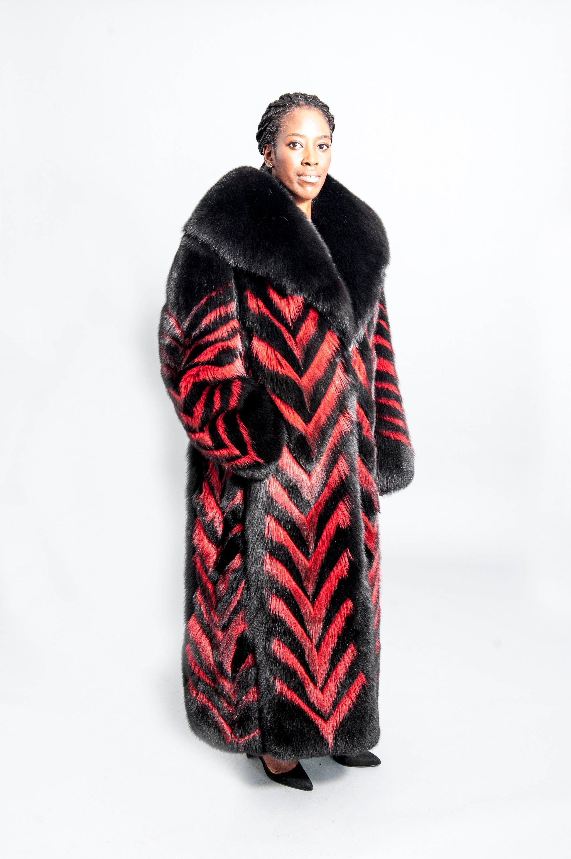 Black Fox Fur and Red Raccoon Fur Coat Coats & Jackets Starlight Furs 