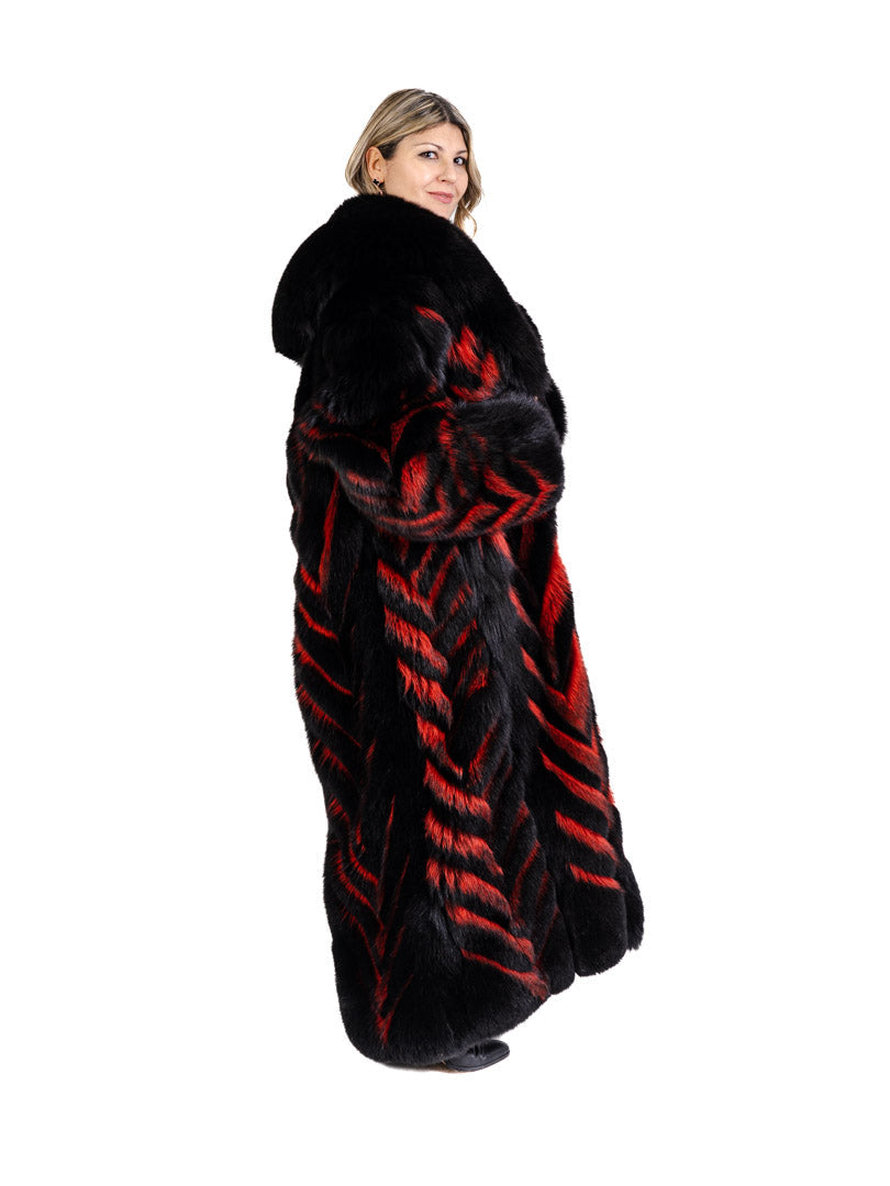 Black Fox Fur and Red Raccoon Fur Coat Coats & Jackets Starlight Furs 