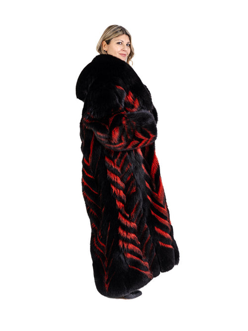 Black Fox Fur and Red Raccoon Fur Coat Coats & Jackets Starlight Furs 