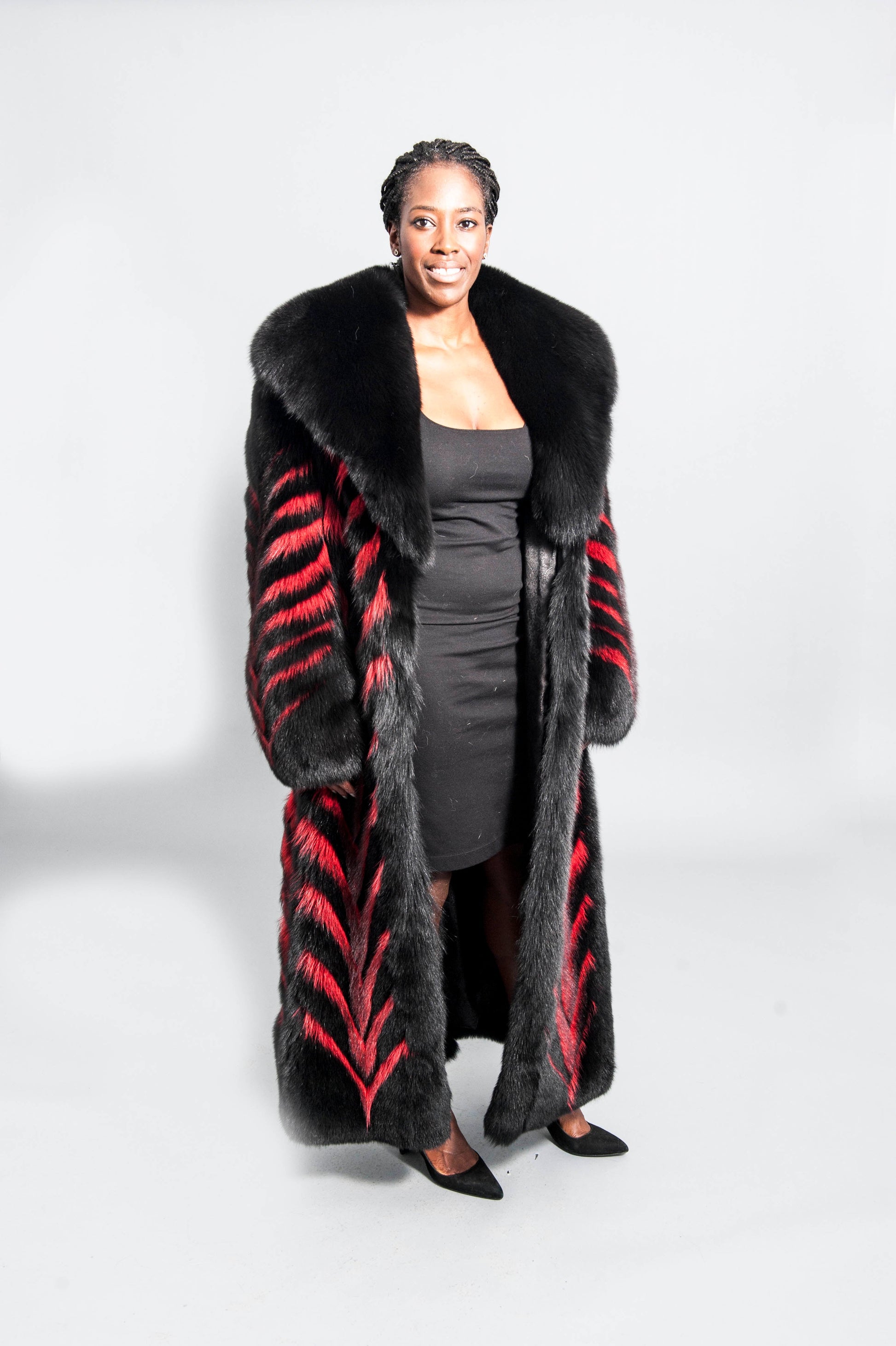 Black Fox Fur and Red Raccoon Fur Coat Coats & Jackets Starlight Furs 