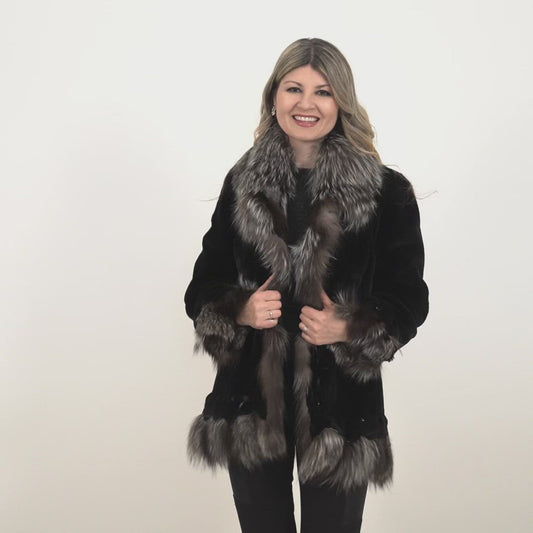 Black Beaver Fur Jacket