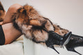 Fox Fur Boot Covers With Pom Pom Accessories Starlight Furs Crystal Fox Fur 14" 
