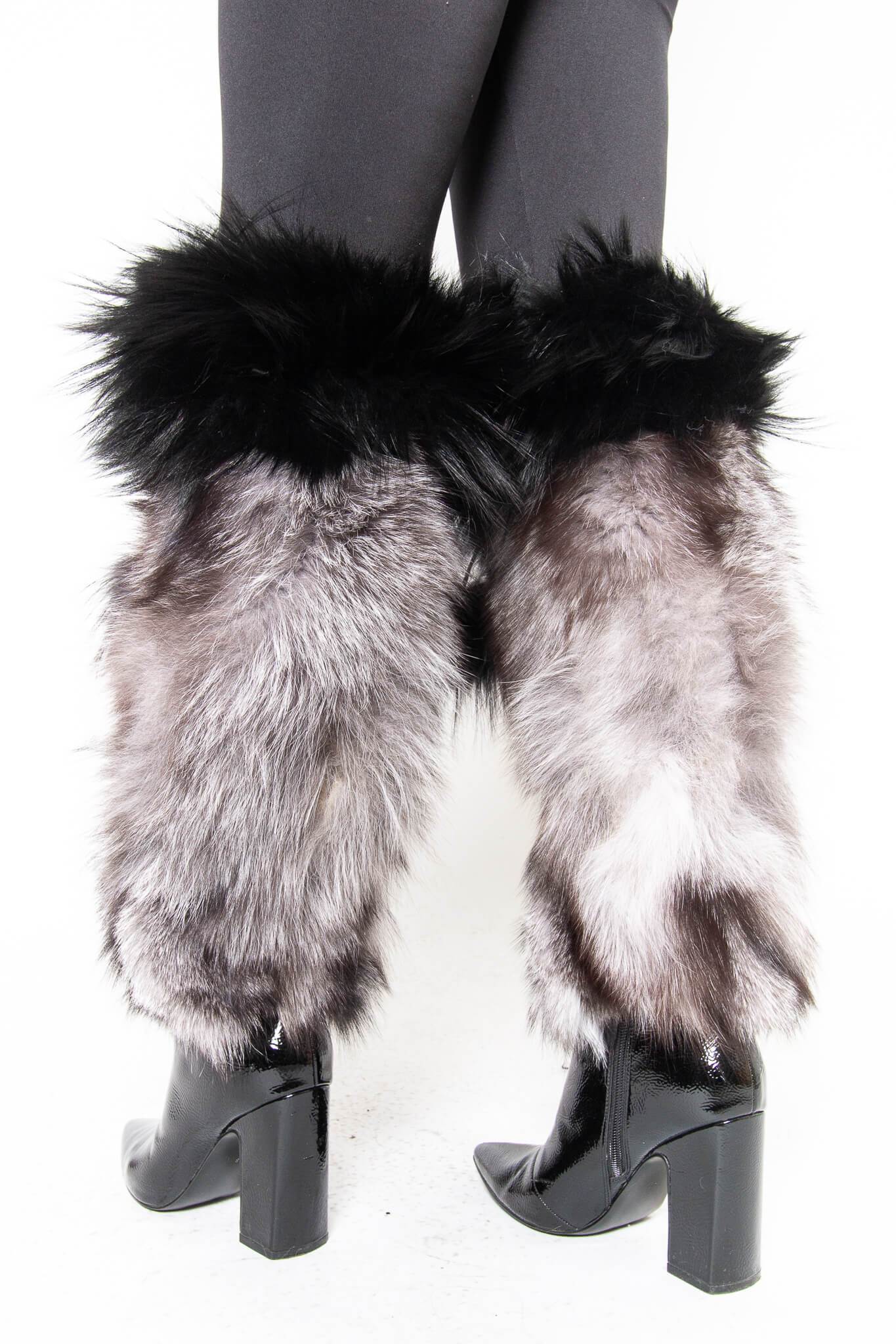 Fox Fur Boot Covers With Pom Pom Accessories Starlight Furs 