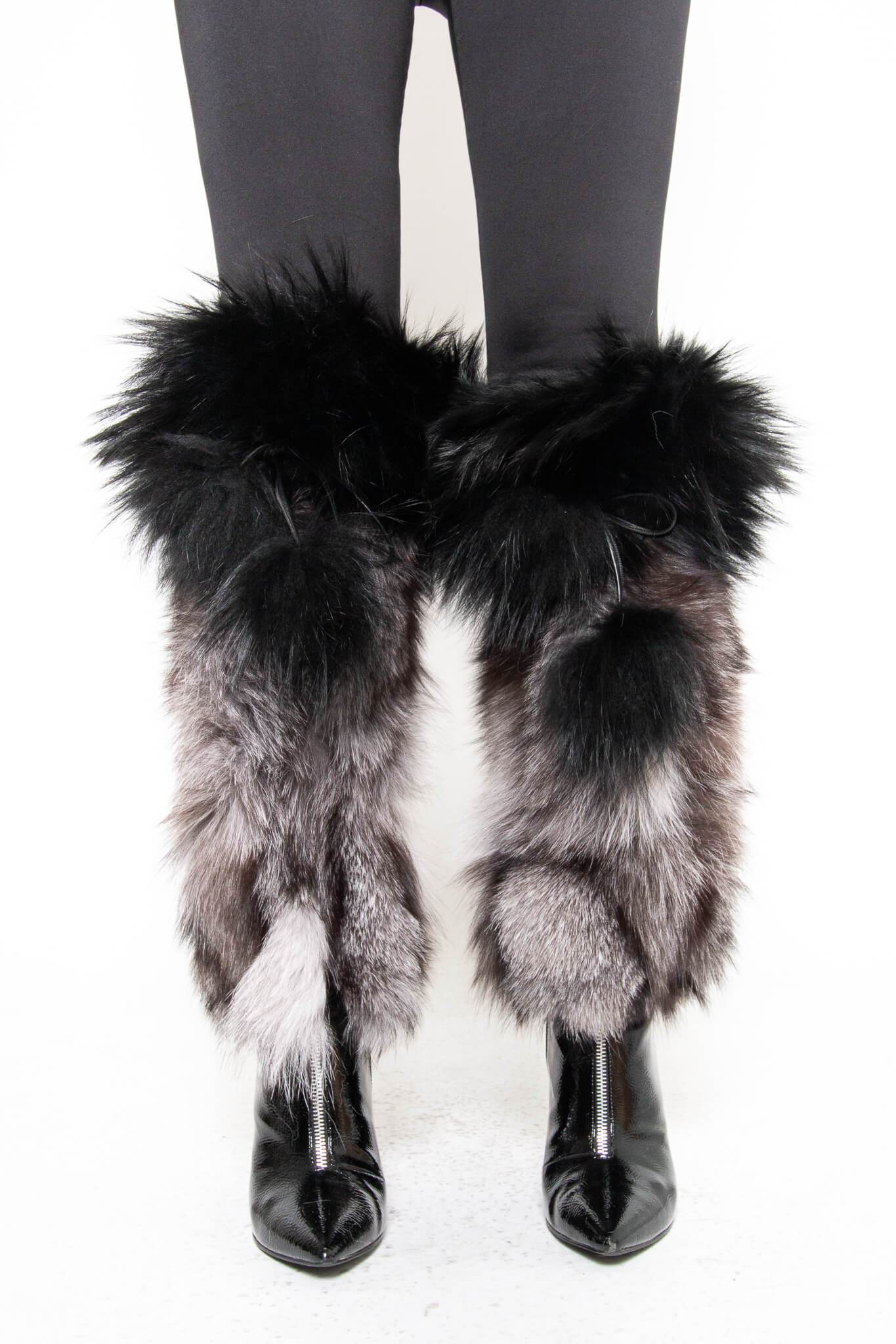 Fox Fur Boot Covers With Pom Pom Accessories Starlight Furs 