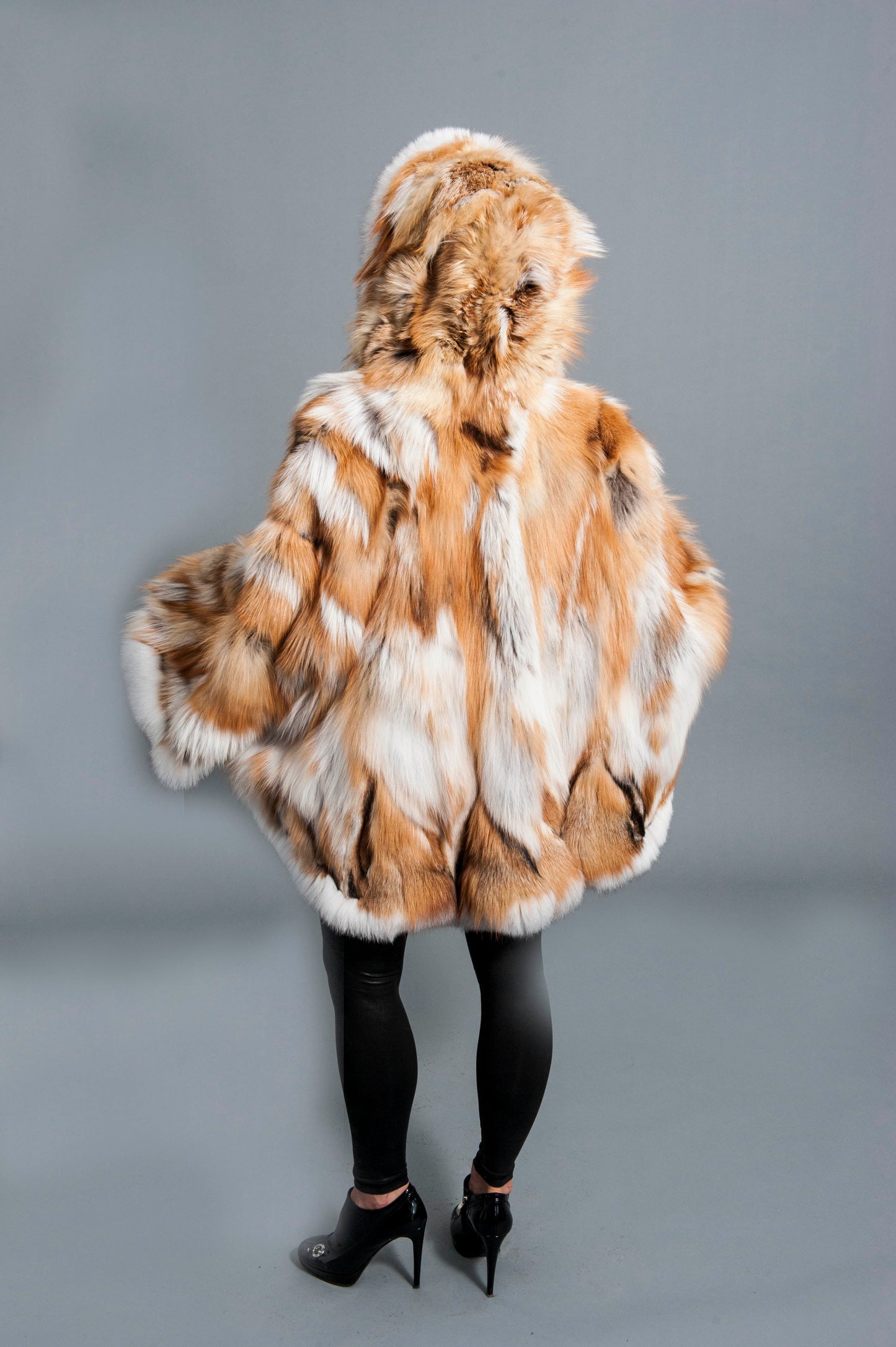 Fox Dyed Cape with Hood Starlight Furs 