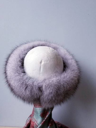 Grey Fox fur headband or neck warmer Accessories Starlight Furs 