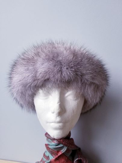 Grey Fox fur headband or neck warmer Accessories Starlight Furs 