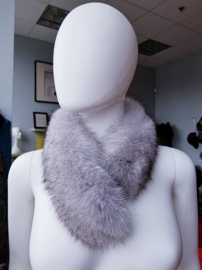 Grey Fox fur headband or neck warmer Accessories Starlight Furs 