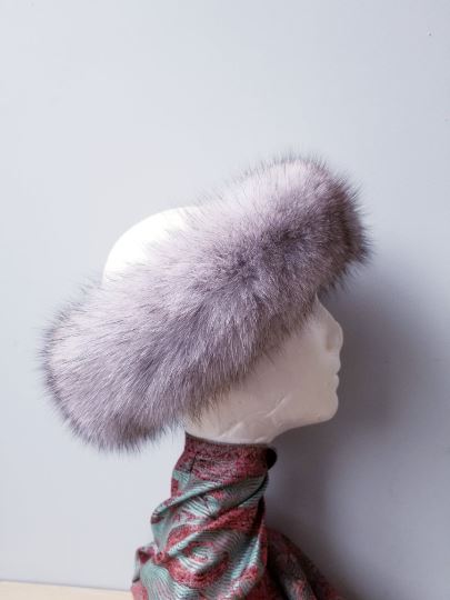Grey Fox fur headband or neck warmer Accessories Starlight Furs 
