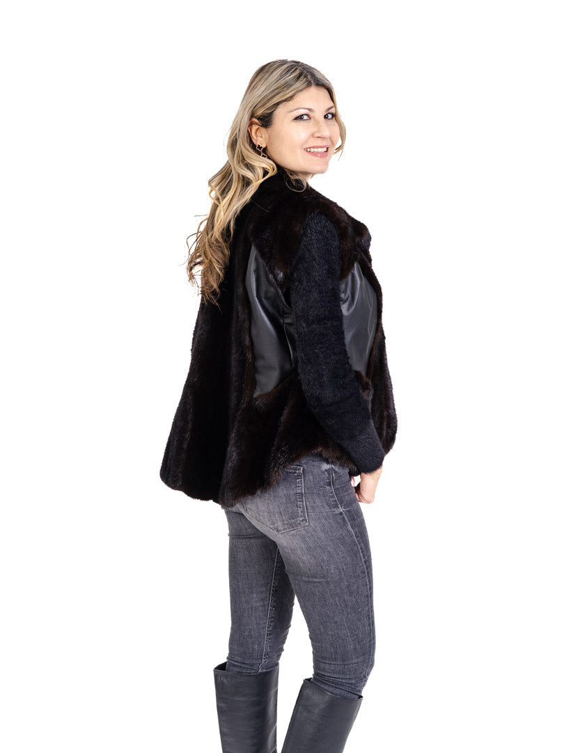 Mink and Leather Vest Vests Starlight Furs 