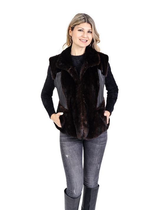 Mink and Leather Vest Vests Starlight Furs 