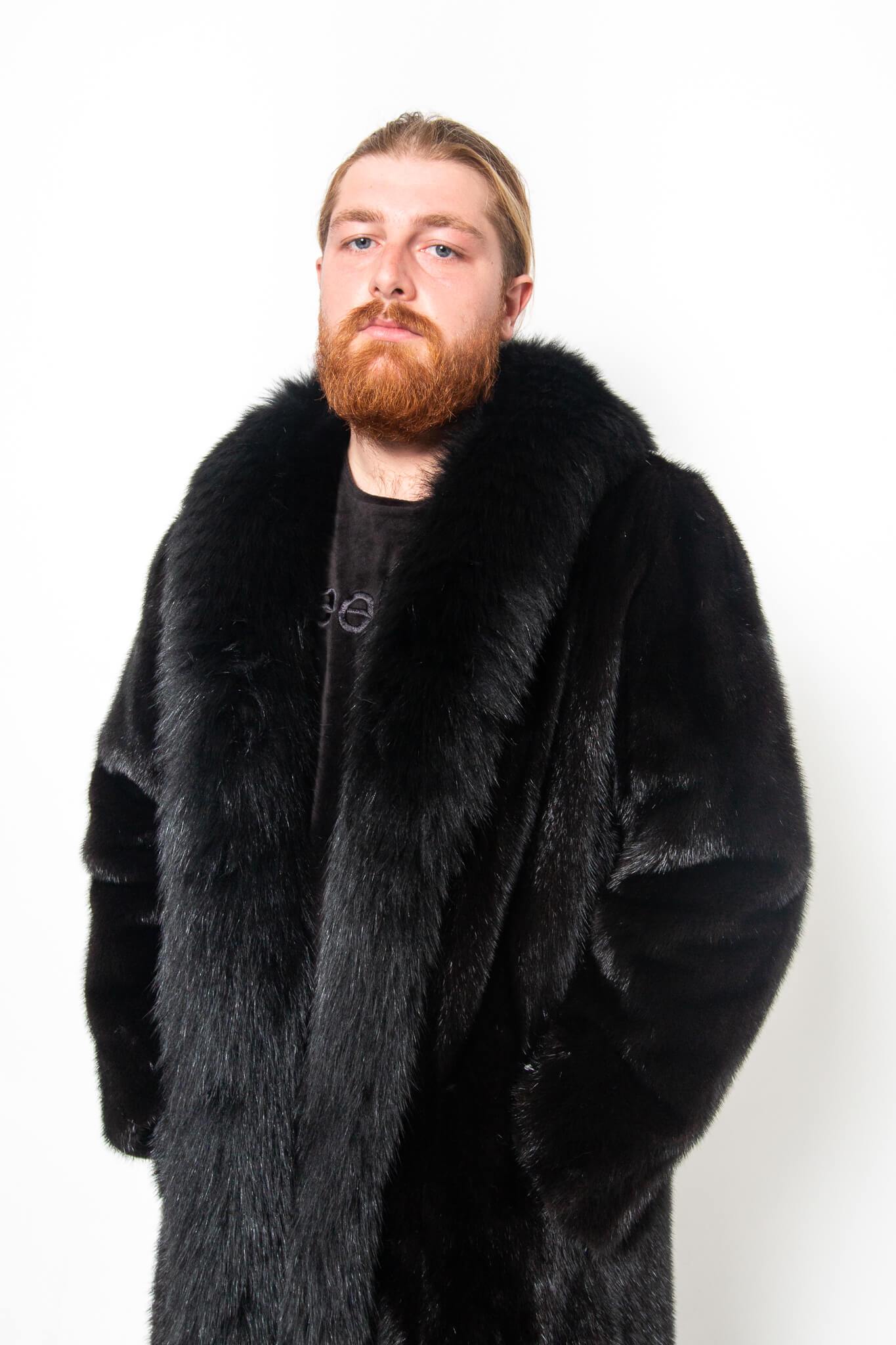 Mink Coat with Fox Collar men's Starlight Furs 
