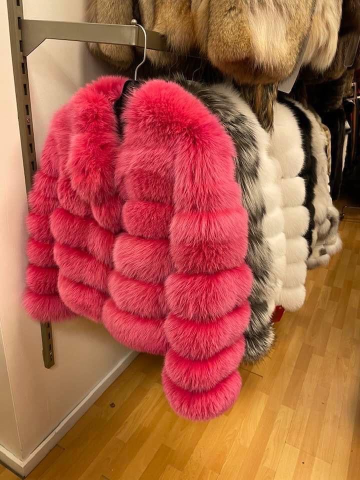 Puffer Fox Fur Short Jacket Jackets Starlight Furs S Pink 